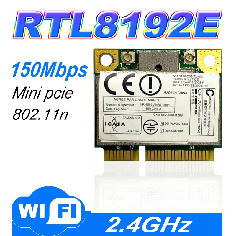 RTL8192E 802.11b/g/n 300 м ноутбук, встроенная беспроводная локальная сеть, карта miniPCI-E половинной высоты, WIFI CATD