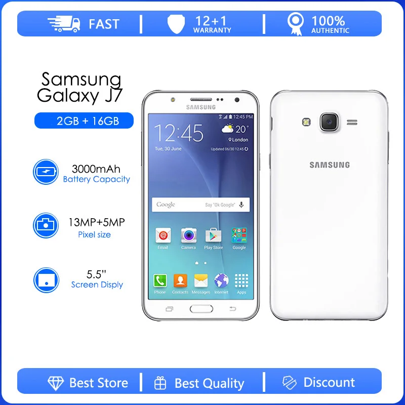 Samsung Galaxy J7 J700T Восстановленный-Разблокированный Мобильный телефон с одной Sim-картой, 5,5 