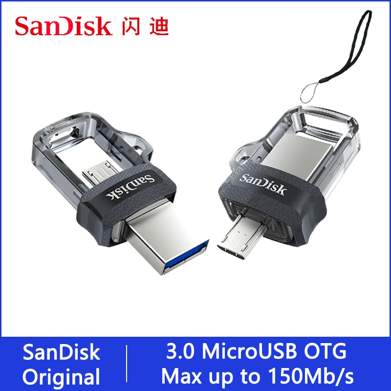 Sandisk Флешка 128 ГБ 64 ГБ 32 ГБ 256 ГБ microUSB OTG USB Флэш-накопитель 16 ГБ Флеш-накопитель 3,0 USB-накопитель на ключ памяти для Телефона