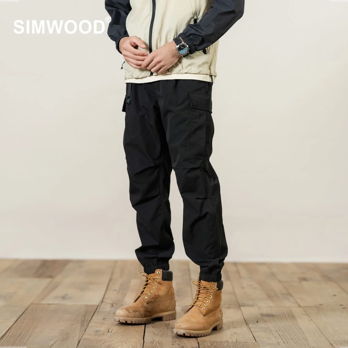 SIMWOOD 2023 Летние Новые Легкие Быстросохнущие брюки-карго, Мужские Походные брюки Большого размера в стиле сафари, Брендовая одежда Больших размеров