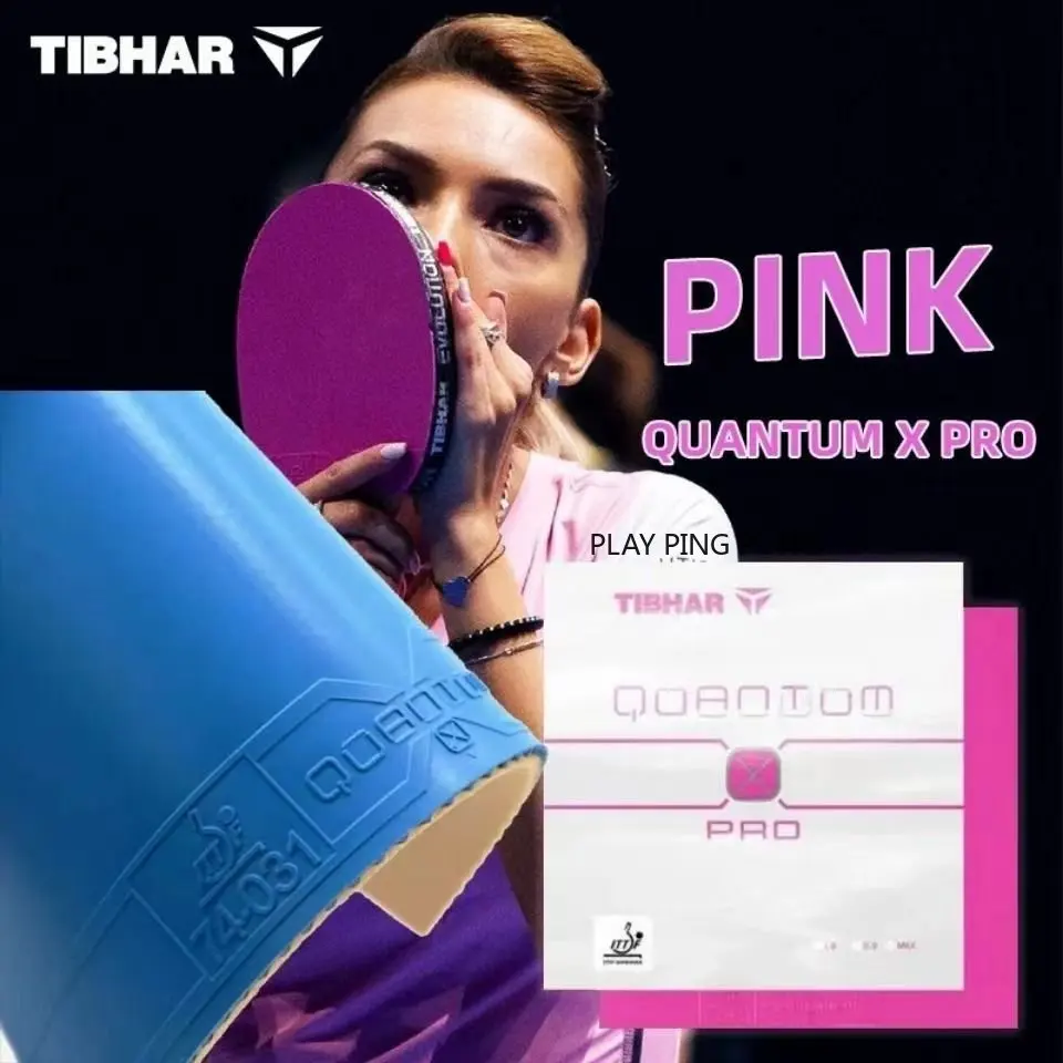 TIBHAR Для настольного тенниса, Резиновый пинг-понг, Оригинальный QUANTUM X PRO 74-031, Прыщи неяркого цвета, Синий, Розовый, фиолетовый