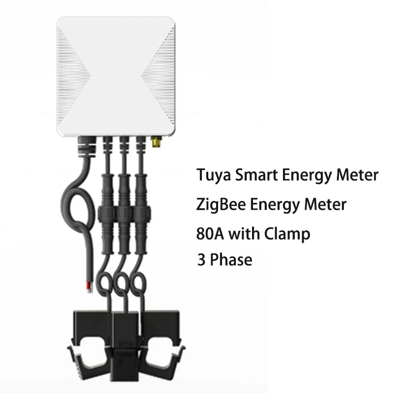 Tuya Smart 3-Фазный Счетчик энергии Zigbee Kwh Power Monitor 80A С Зажимным Трансформатором Тока