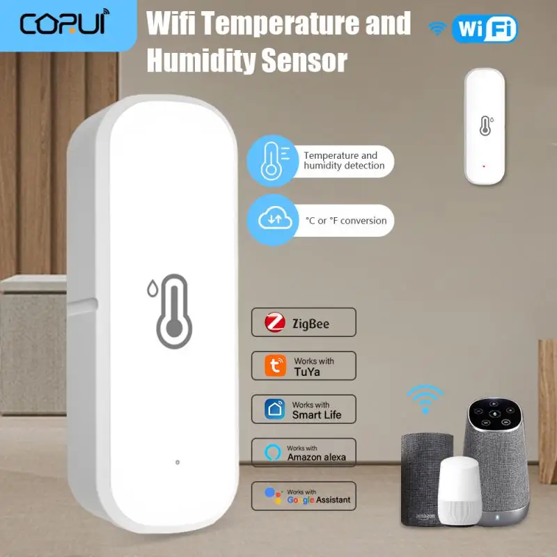 Tuya Smart WIFI/ZigBee Датчик температуры и влажности Smart Life Термометр-гигрометр для помещений Alexa Google Home Голосовое Управление