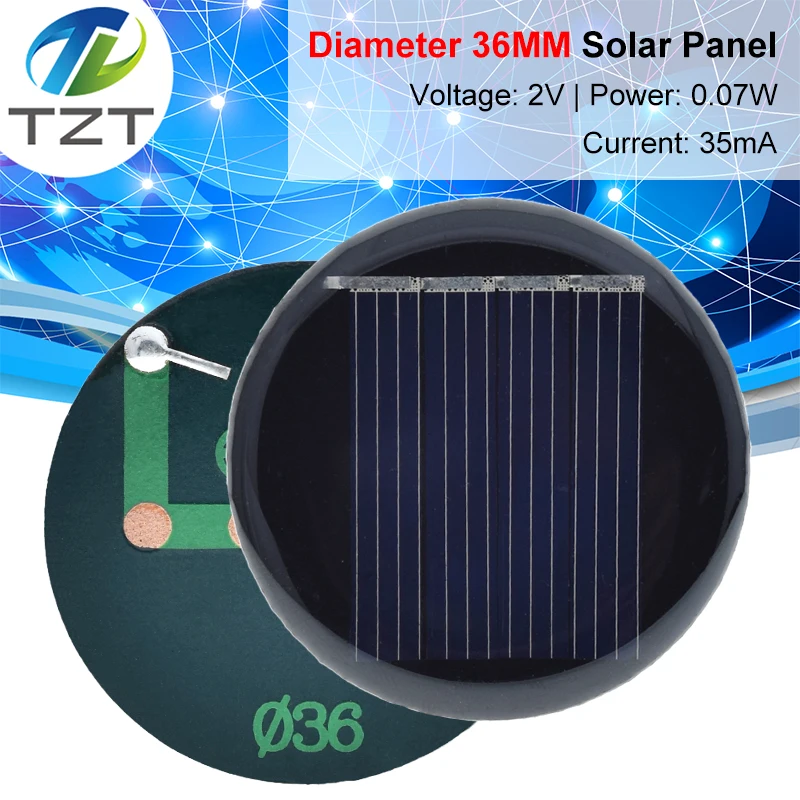 TZT 2V 35mA 0.07W D36MM Поликристаллическая Солнечная Панель Power Charge DIY Модуль Портативное Зарядное Устройство Для солнечных батарей Для Света