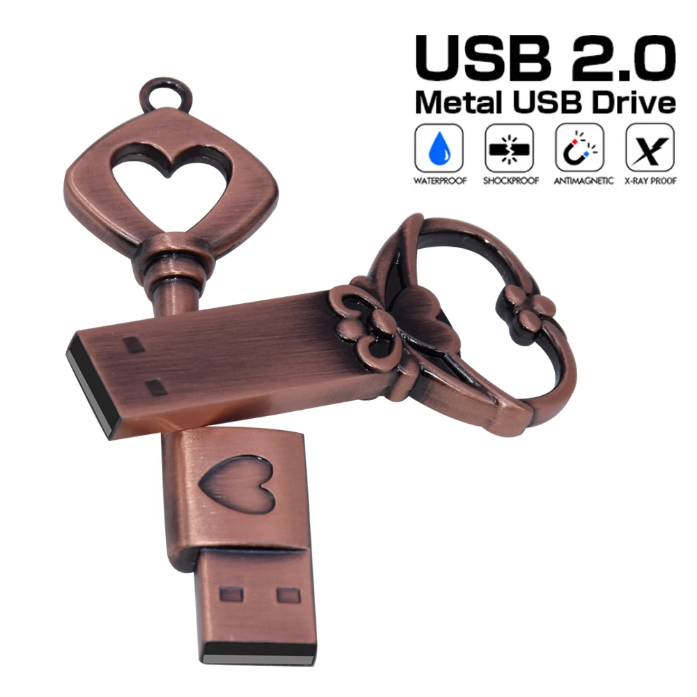 USB Флэш-Накопитель Металлический U-Образный Диск В Форме ключа в стиле Ретро, Подарочный Флеш-Накопитель, Креативная Память, Высокая скорость, 4 ГБ, 8 ГБ, 16 ГБ, 32 ГБ, 64 ГБ, 128 ГБ