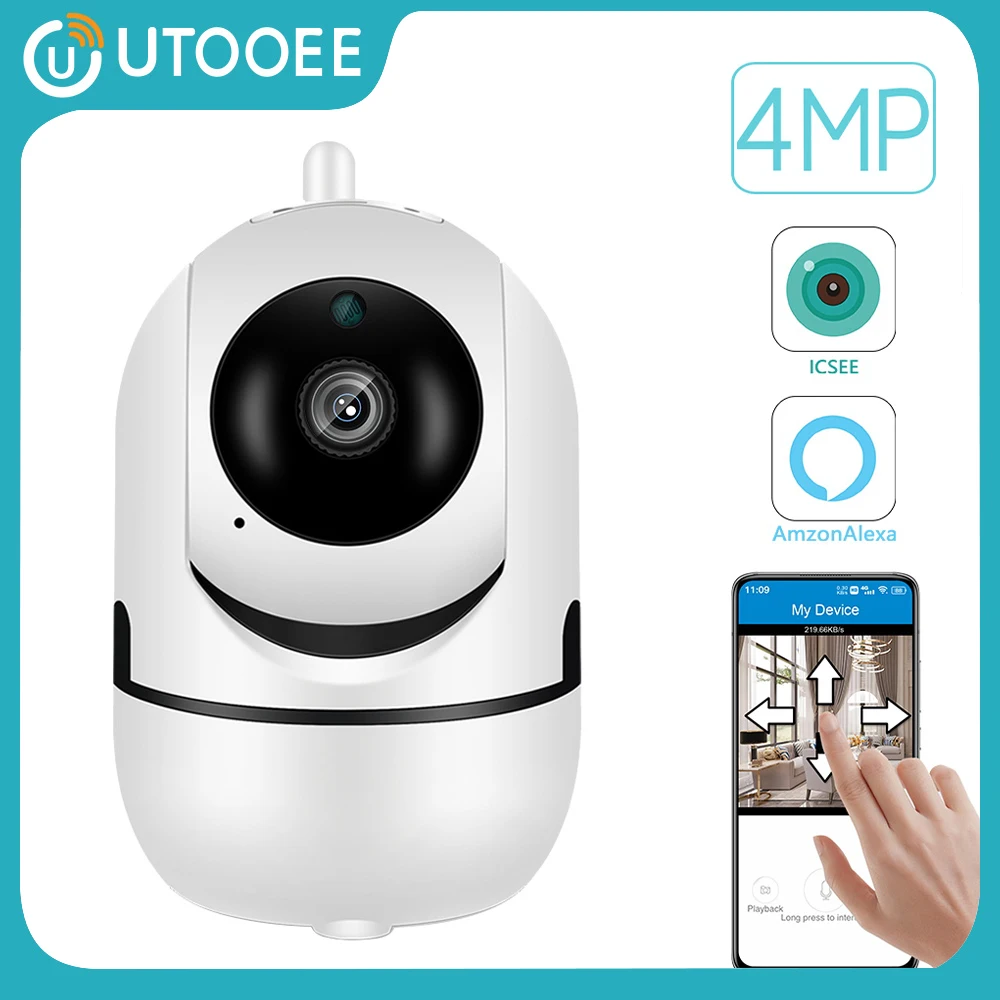 UTOOEE 4MP WiFi IP-Камера Радионяня Беспроводная Внутренняя Камера Видеонаблюдения с Автоматическим Отслеживанием Аудио-Видео Камеры Наблюдения iCSee