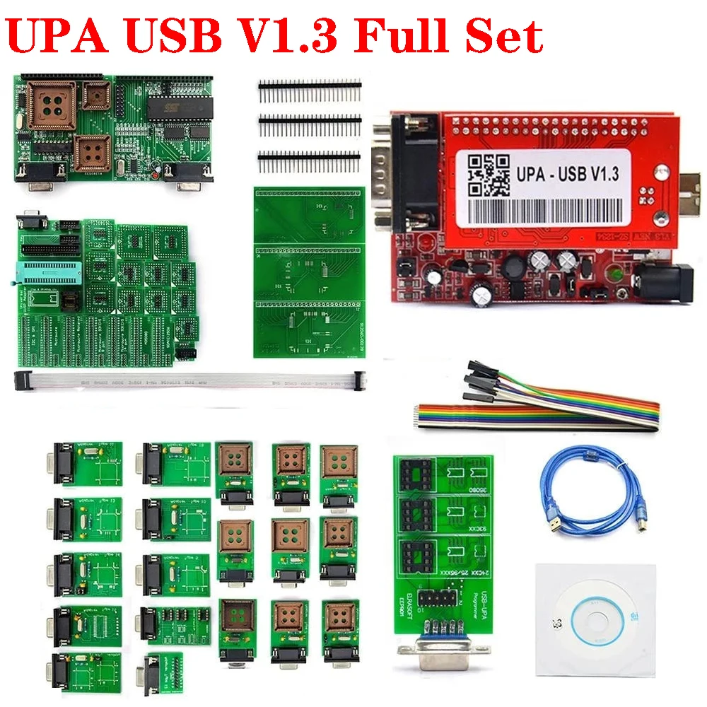 V1.3 UPA USB Программатор Инструмент Полные Адаптеры Последовательный Основной блок TMS NEC Универсальный Соединительный Разъем Eeprom Кабель ECU Настройка чипа