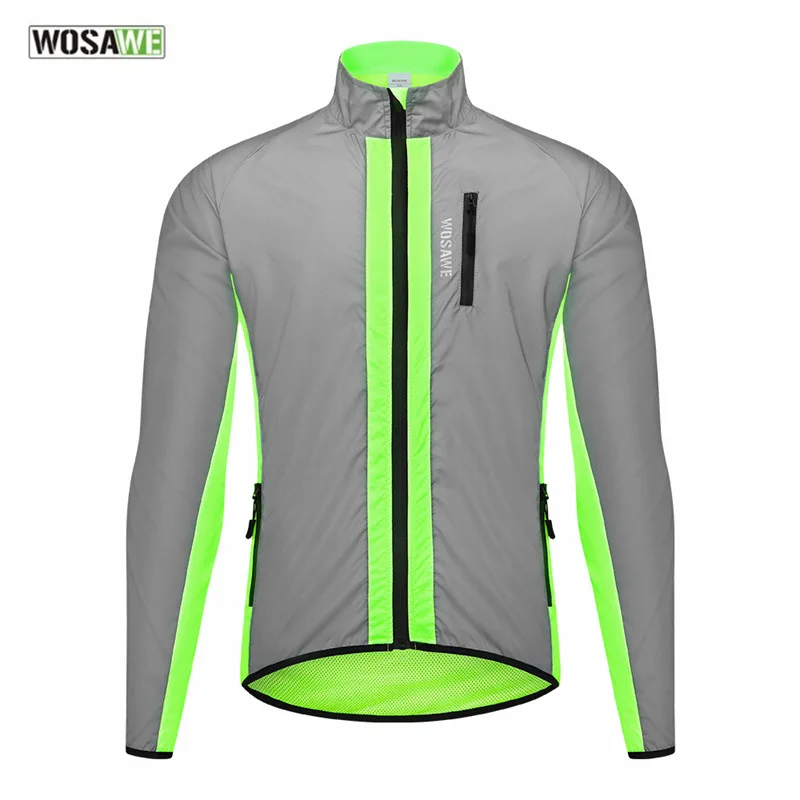 WOSAWE Полностью светоотражающая Велосипедная куртка для мужчин, Ветрозащитная куртка Softshell для бега на открытом воздухе, Мужская водонепроницаемая куртка для горного велосипеда