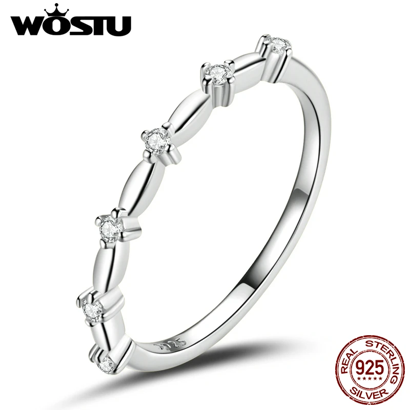 WOSTU, Аутентичные кольца из стерлингового серебра 925 пробы, Обручальные кольца с Цирконом, Женские Оригинальные ювелирные изделия CTR206