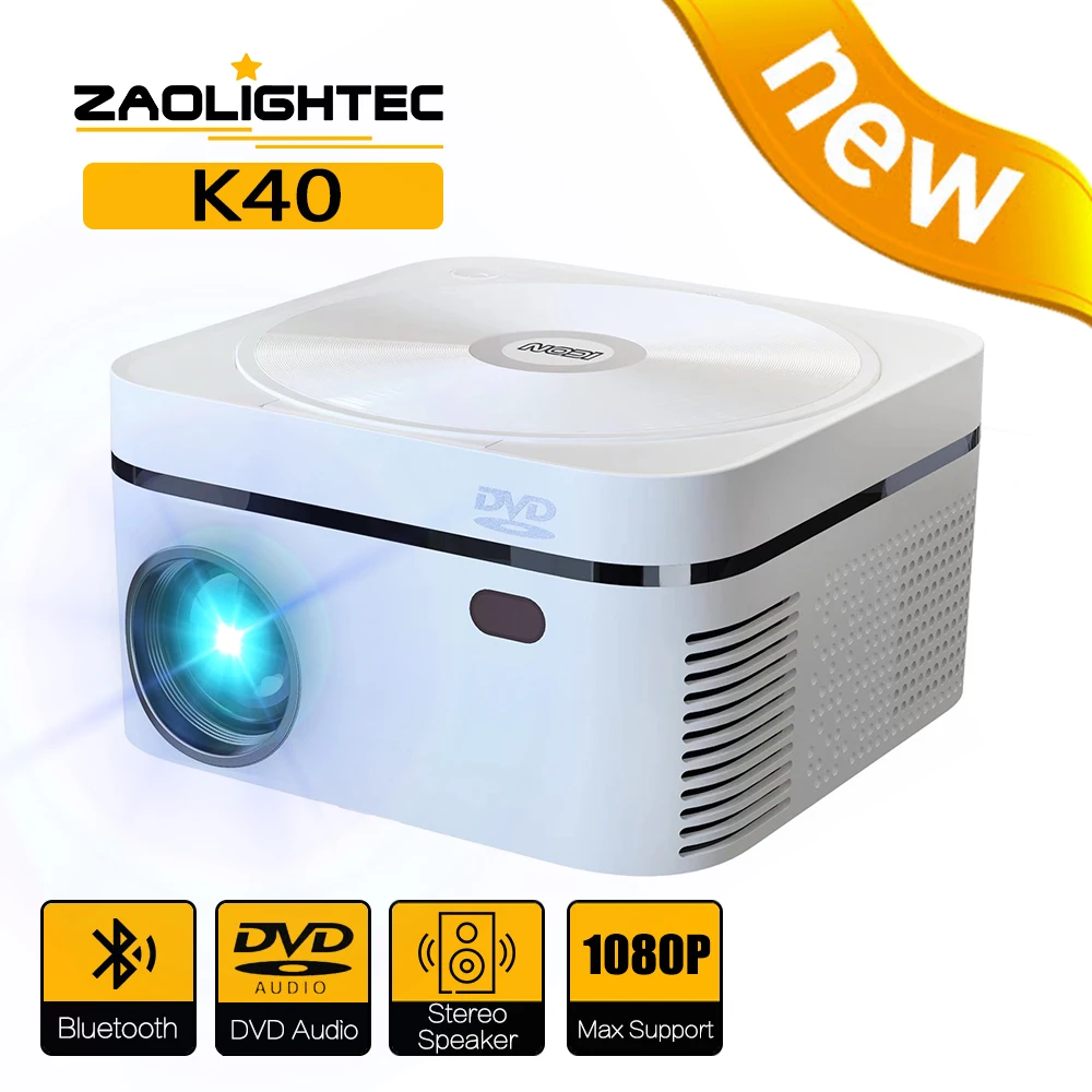 ZAOLIGHTEC K40 CD-проектор ТВ для домашнего кинотеатра DVD Портативный проектор LED Beamer Movie HD USB-порт Базовая версия