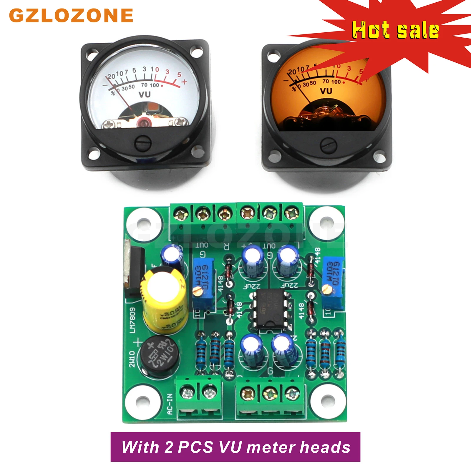 ZEROZONE LM358 VU Level Audio Meter драйвер DIY Kit/Готовая плата + 2 шт. С теплой светодиодной измерительной головкой, регулируемой чувствительностью