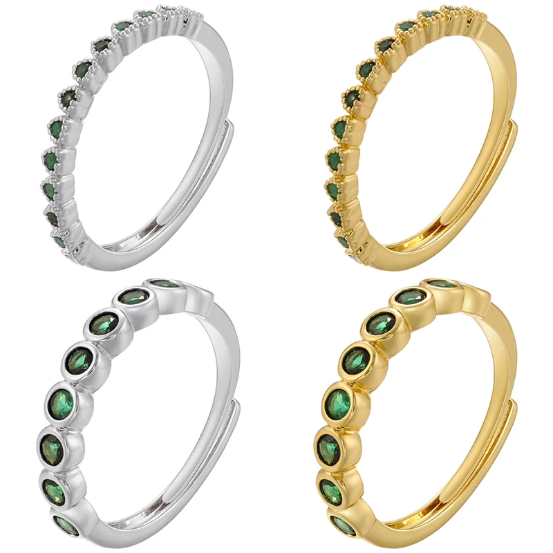ZHUKOU, супертонкое женское кольцо с зелеными камнями, винтажные открывающиеся кольца для пары, подарки для хороших друзей 2023, модные украшения оптом VJ419