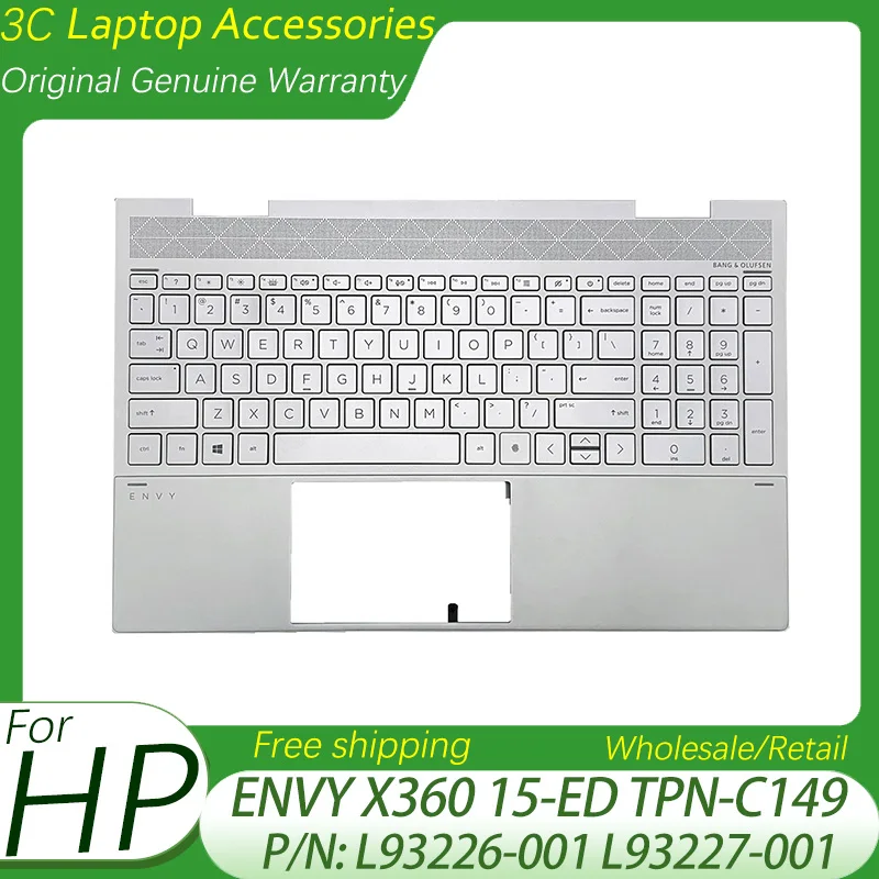 Абсолютно Новая клавиатура с подсветкой Для ноутбука HP ENVY X360 15-ED TPN-C149, Подставка для рук, чехол с клавиатурой L93226-001, L93227-001, Серебристый