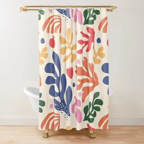 Абстрактная 3D цветочная занавеска для душа, современная геометрическая простая эстетическая пастель в стиле бохо, Модный декор занавески для ванной комнаты с крючком