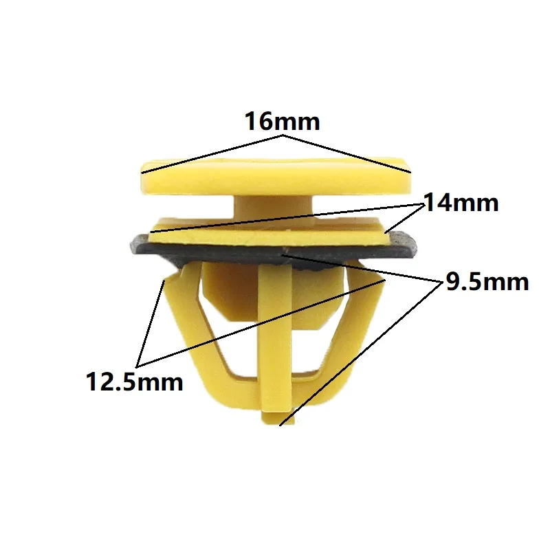 Автоматический желтый пластиковый зажим-фиксатор, накладка на порог, Крепежный зажим с черной прокладкой Для Hyundai