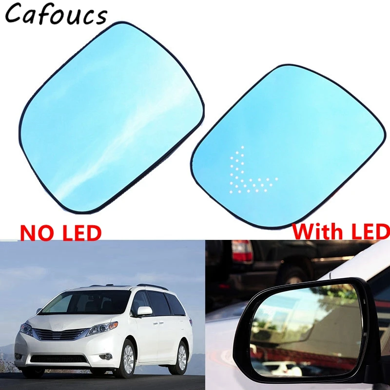 Автомобильное зеркало заднего вида Синие очки для Toyota Sienna 2011-2019 Объектив со светодиодной лампой с подогревом
