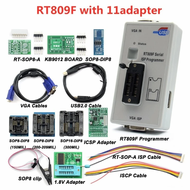 адаптер 1,8 В + тестовый Cip SOP8 + EDID кабель + ICSP Bios Универсальный программатор RT809F