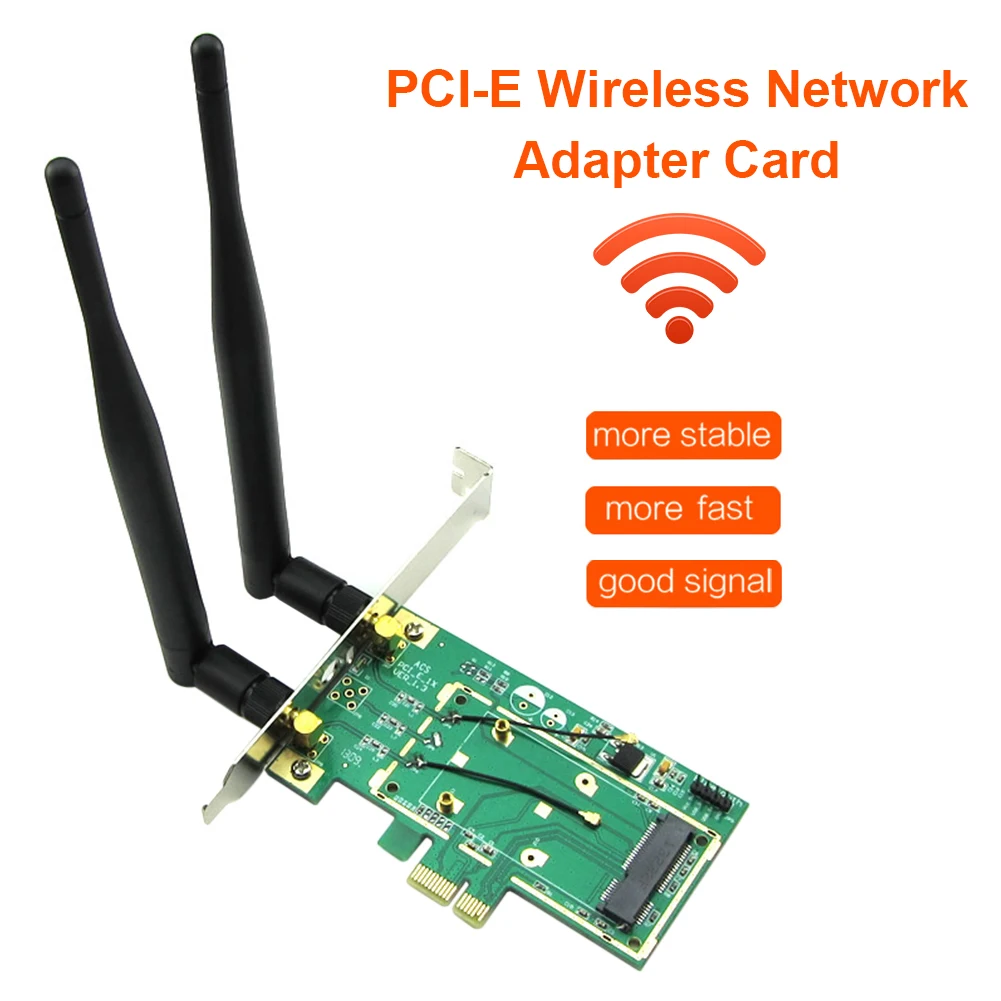 Адаптер Mini PCI Express для настольного компьютера PCIe, беспроводная сетевая карта, WiFi, Bluetooth-совместимый конвертер с 2 антеннами