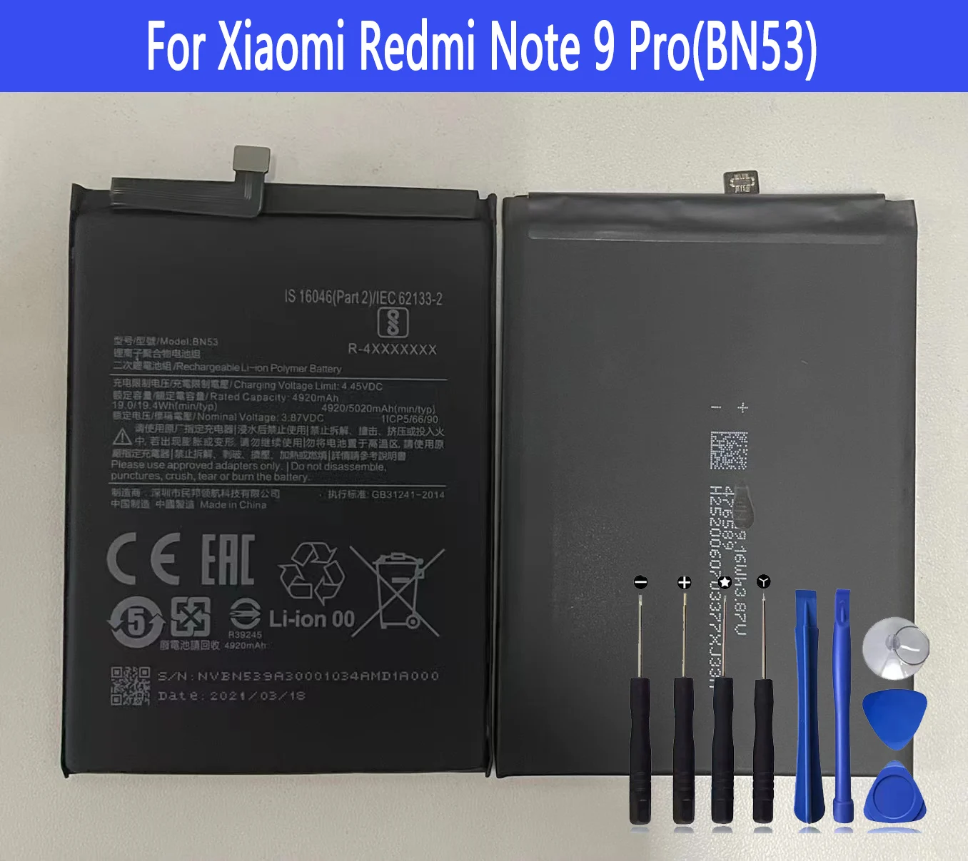 Аккумулятор BN53 для Xiaomi Redmi Note 9 Pro, ремонтная деталь, оригинальная емкость аккумуляторов для телефонов Bateria