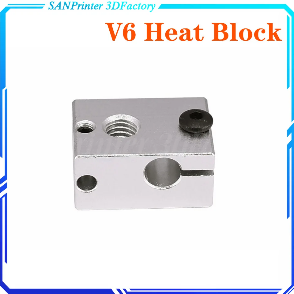 Алюминиевый тепловой блок V6 23*16*12 мм Для экструдера E3D V5 V6 PT100 с J-образной головкой, Нагреватель HotEnd, Аксессуары для 3D-принтера