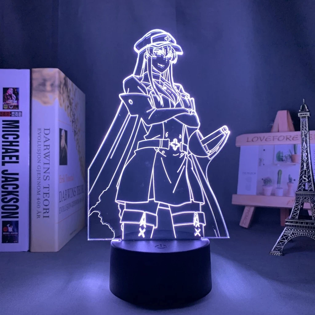 Аниме 3D лампа Akame Ga Kill Esdeath Светодиодный ночник для декора комнаты, ночник, подарок на День Рождения, Манга Akame Ga Kill Неоновый свет