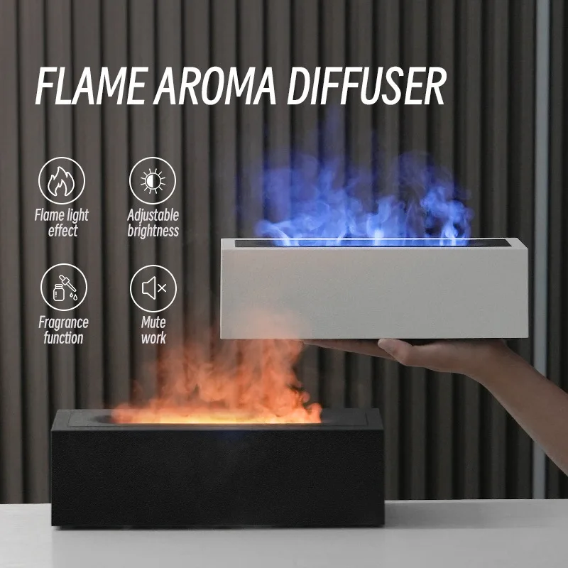 Ароматический диффузор Nordic Flame, Увлажнитель воздуха, ультразвуковой устройство для создания холодного тумана, Фоггер, рассеиватель лампы с пламенем для эфирных масел