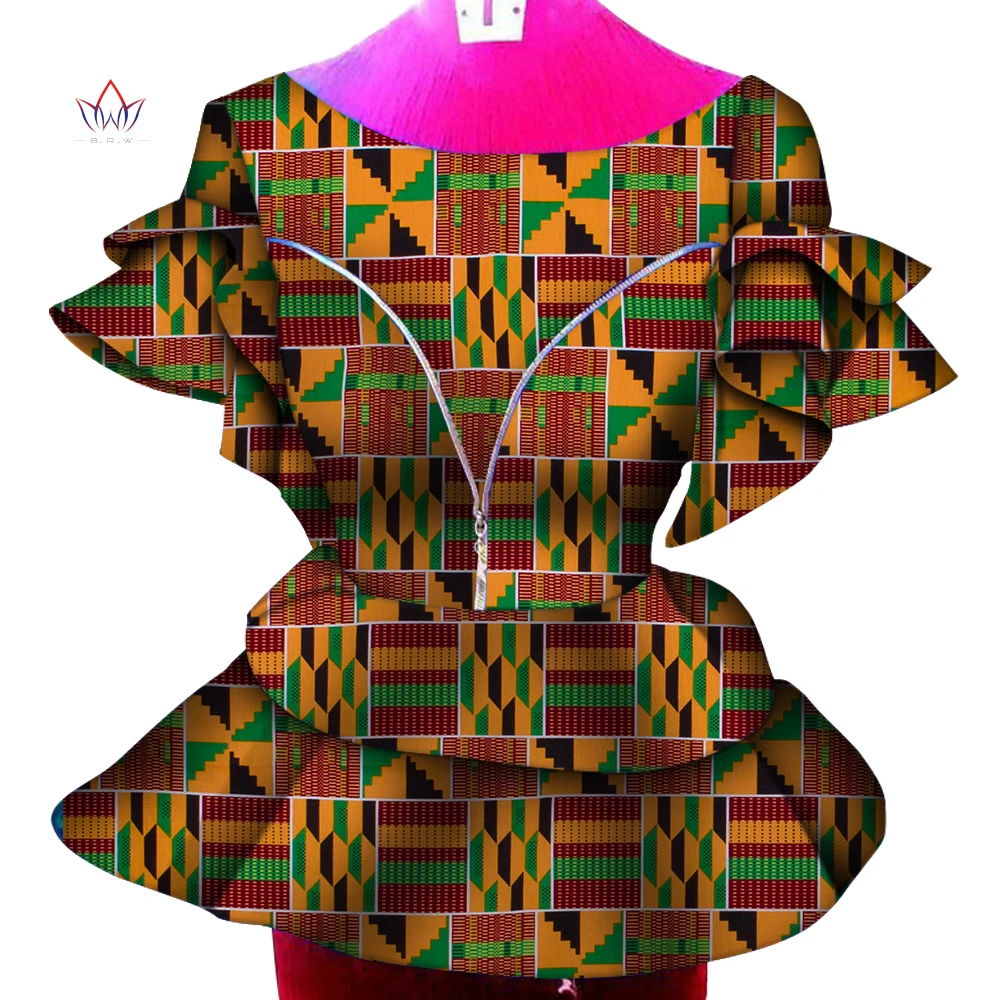 Африканская Одежда Дашики, Африканская рубашка для женщин, Базен, Riche, Анкара, Принт, Короткий рукав, Рубашки на Молнии, Топ, Женская Повседневная Вечеринка, WY6733