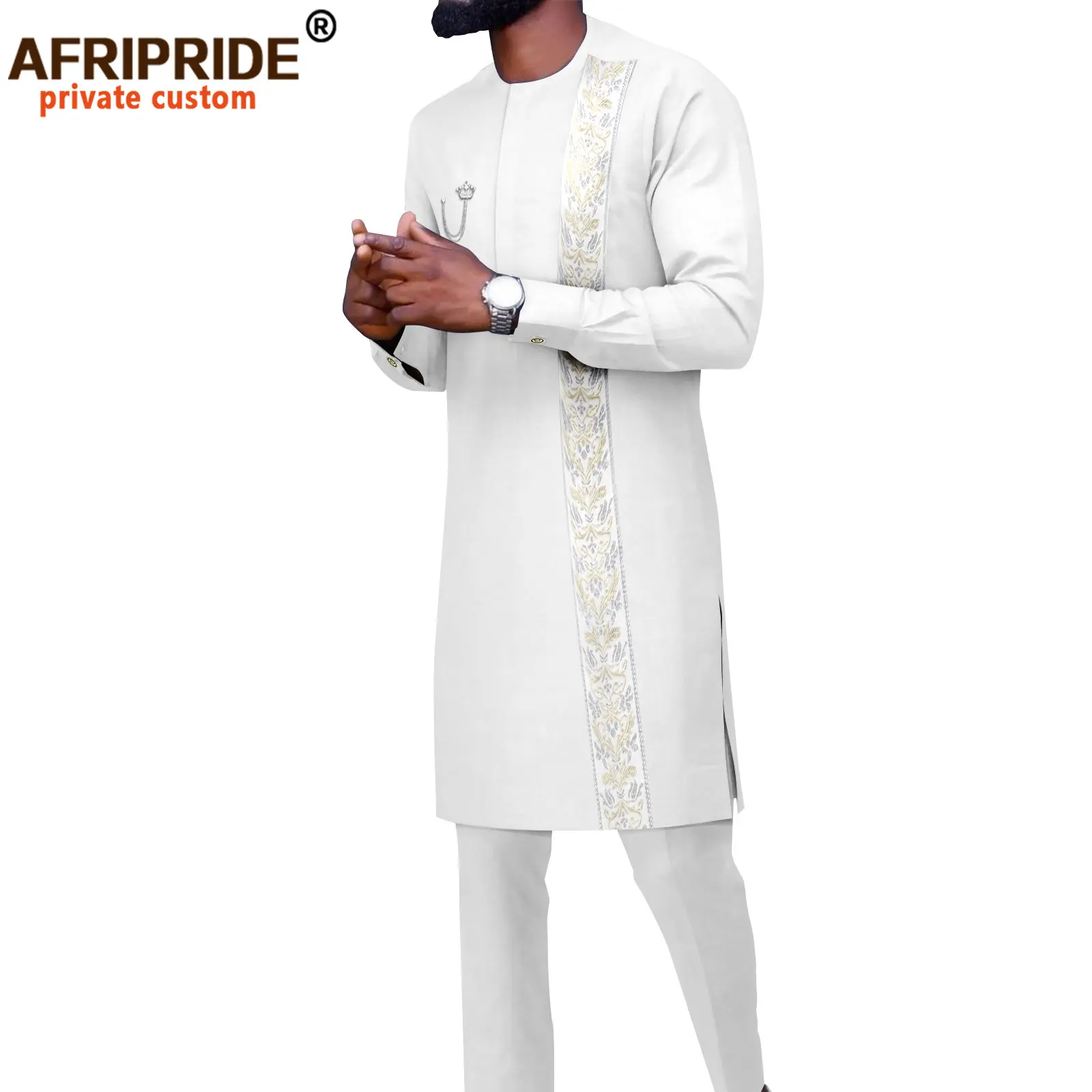 Африканский Традиционный комплект одежды для Мужчин, пальто с вышивкой Дашики и брюки Анкара, Наряды из 2 предметов для Свадебного вечера A2216162