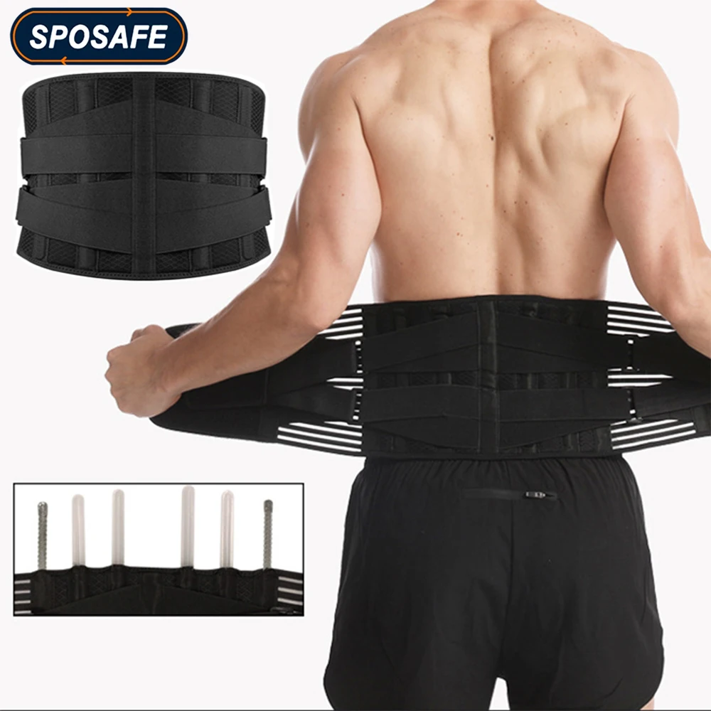 Бандаж для спины для Мужчин и женщин, облегчающий боль в пояснице, с 6 фиксаторами и съемной поясничной накладкой - Поясничные бандажи при ишиасе и сколиозе