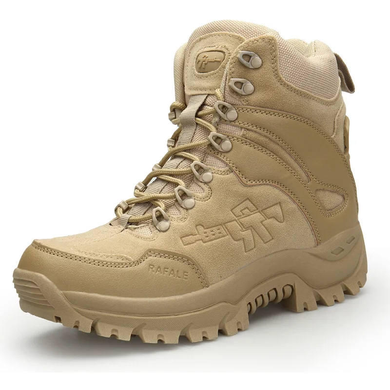Безопасная рабочая обувь для мужчин и женщин, Армейские ботинки с высоким берцем, прочная противоскользящая резиновая подошва, уличные тактические военные ботинки, повседневная обувь