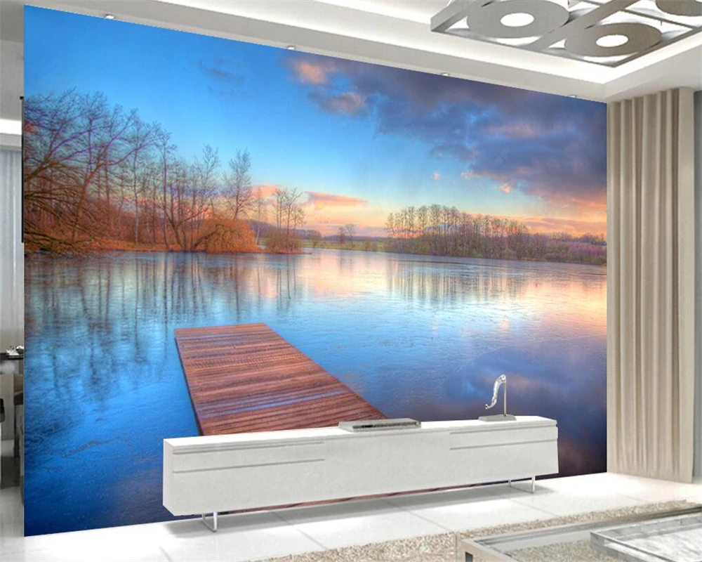 Бейбехан, пейзаж на берегу озера, современный природный пейзаж, 3D гостиная, спальня, фоновые обои для стен, большие фотообои