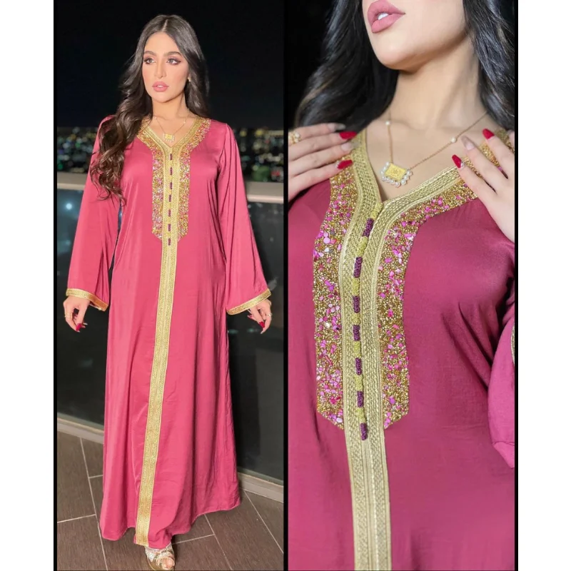 Ближневосточные Кафтаны, Женское Розовое платье с бриллиантами