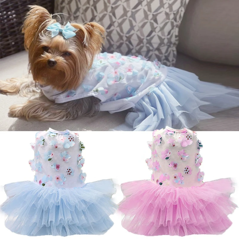 Весенне-летняя юбка для собак, красивая юбка персикового цвета, Одежда для домашних животных, Кружевное платье для празднования дня рождения в стиле принцессы для щенков, Красивая одежда