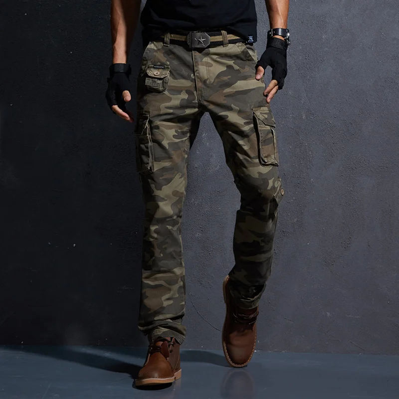 Весенние Военные тактические брюки-карго, Хлопковые повседневные камуфляжные брюки, Мужские панталоны Homme