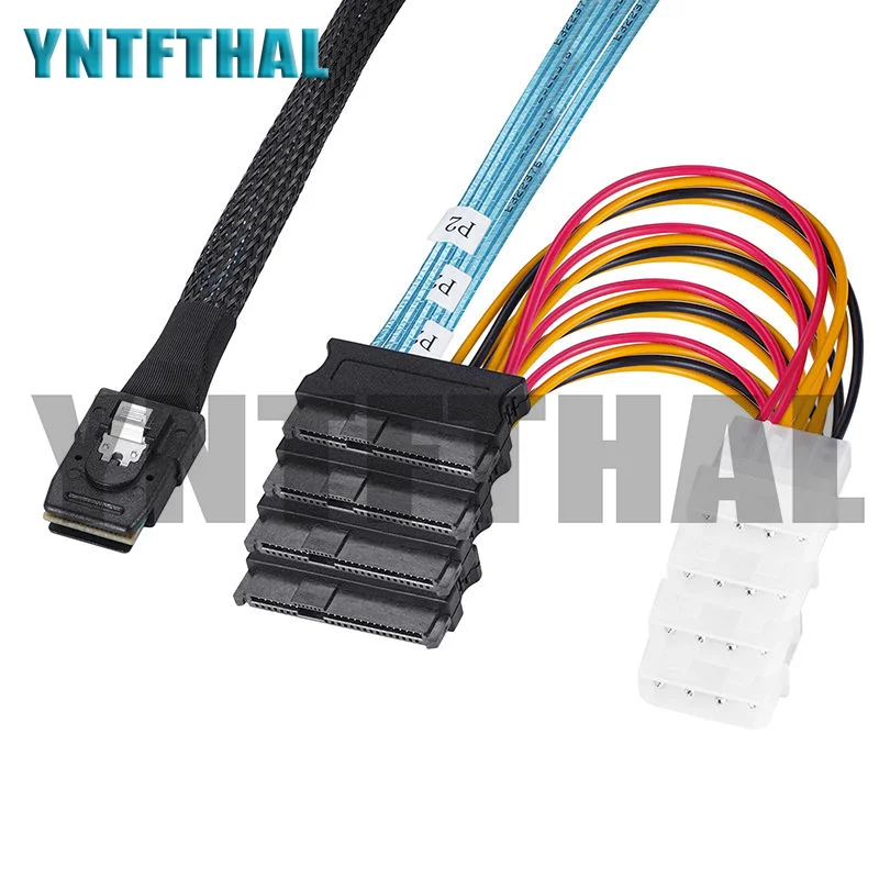 Внутренний кабель Mini SAS HD 1 М/100 см от SFF-8643 до SFF-8482 SFF8643 4x29pin SFF8482 Целевой адаптер IDE 4PIN Power