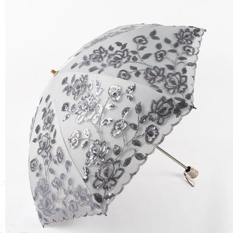 Водонепроницаемый зонт с вышивкой, кружевной зонт, Новый солнцезащитный зонт, двухслойный, защищенный от ультрафиолета, солнцезащитный зонт