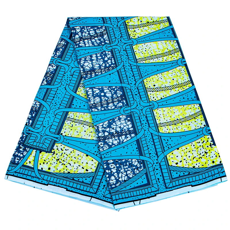 Высококачественная Африканская восковая светло-голубая ткань с принтом Нигерия Анкара Швейный Материал для платья Восковая ткань 6 ярдов