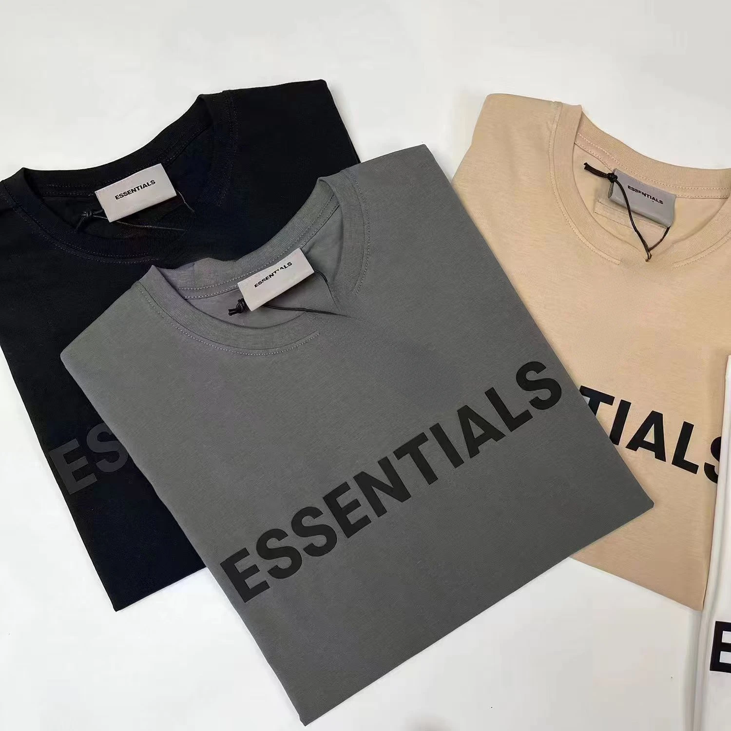 Высококачественная классическая модная брендовая футболка ESSENTIALS С резиновыми надписями, логотип, Хлопок, хип-хоп, Свободный, Унисекс, оверсайз, короткий рукав