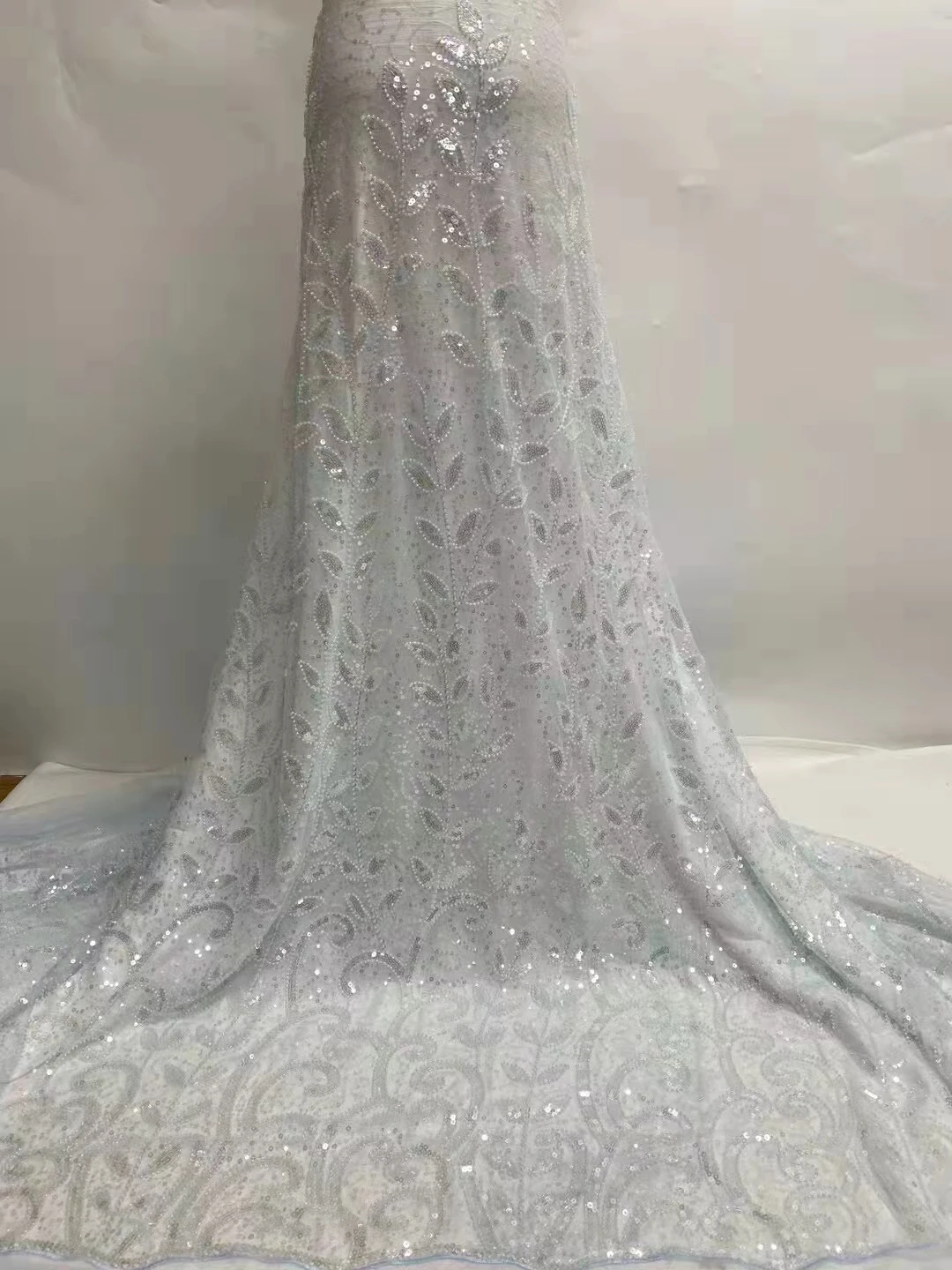 Высококачественная Французская Кружевная Ткань, Расшитая Блестками, с Красивой Тюлевой Кружевной Тканью Desiger для Свадебного/Вечернего платья XHW-7