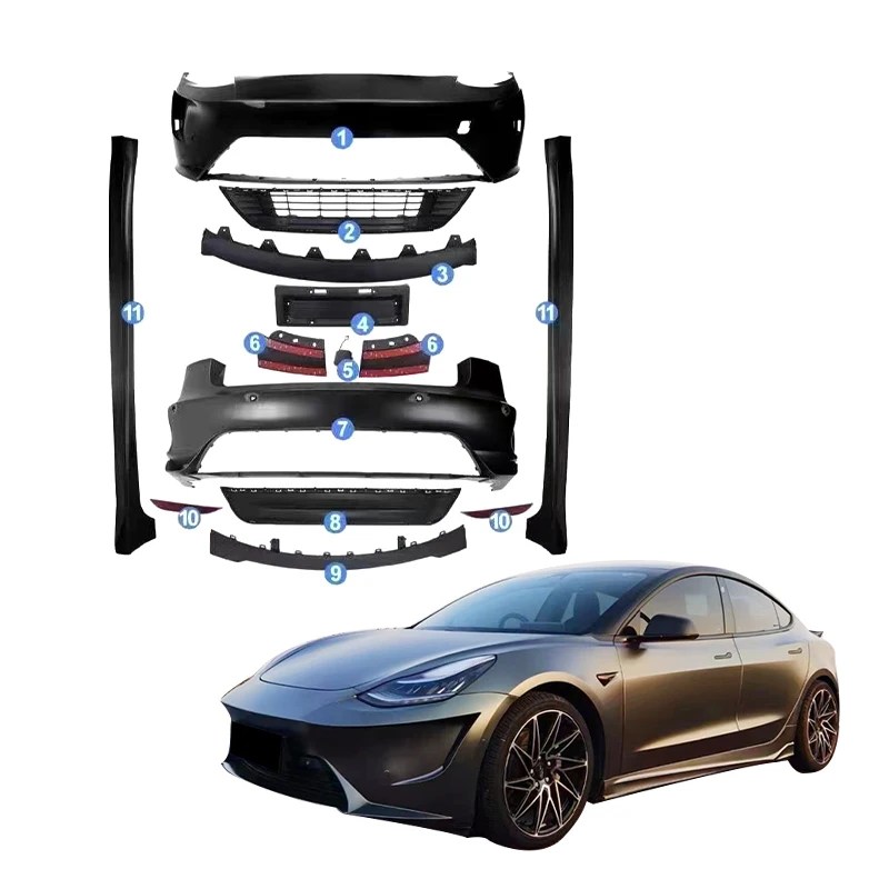 Высококачественный прочный автомобильный обвес для передней губы Tesla Model 3 Обвесы