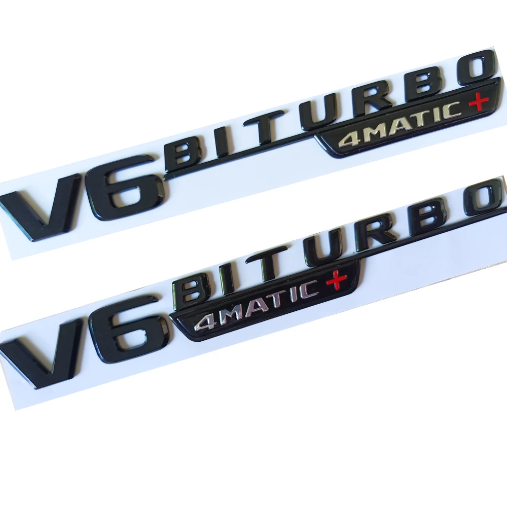 Глянцевая Черная Эмблема Metta Black Chrome для Mercedes Benz V6 BITURBO 4matic + Значок на Крыле Автомобиля для Укладки с Двойным Турбонаддувом