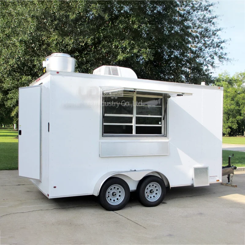 Горячая распродажа, Белый квадратный передвижной грузовик для еды, тележка для мороженого, фургон для пиццы, полностью оборудованная кухня, концессионный трейлер для еды