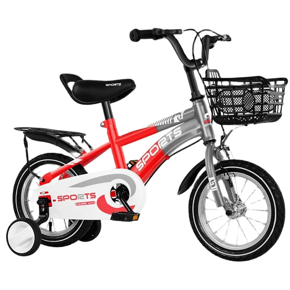 Детский велосипед из 12-дюймовой высокоуглеродистой стали, Усиленная рама с высокой нагрузкой, Треугольная конструкция, расширенные тренировочные колеса