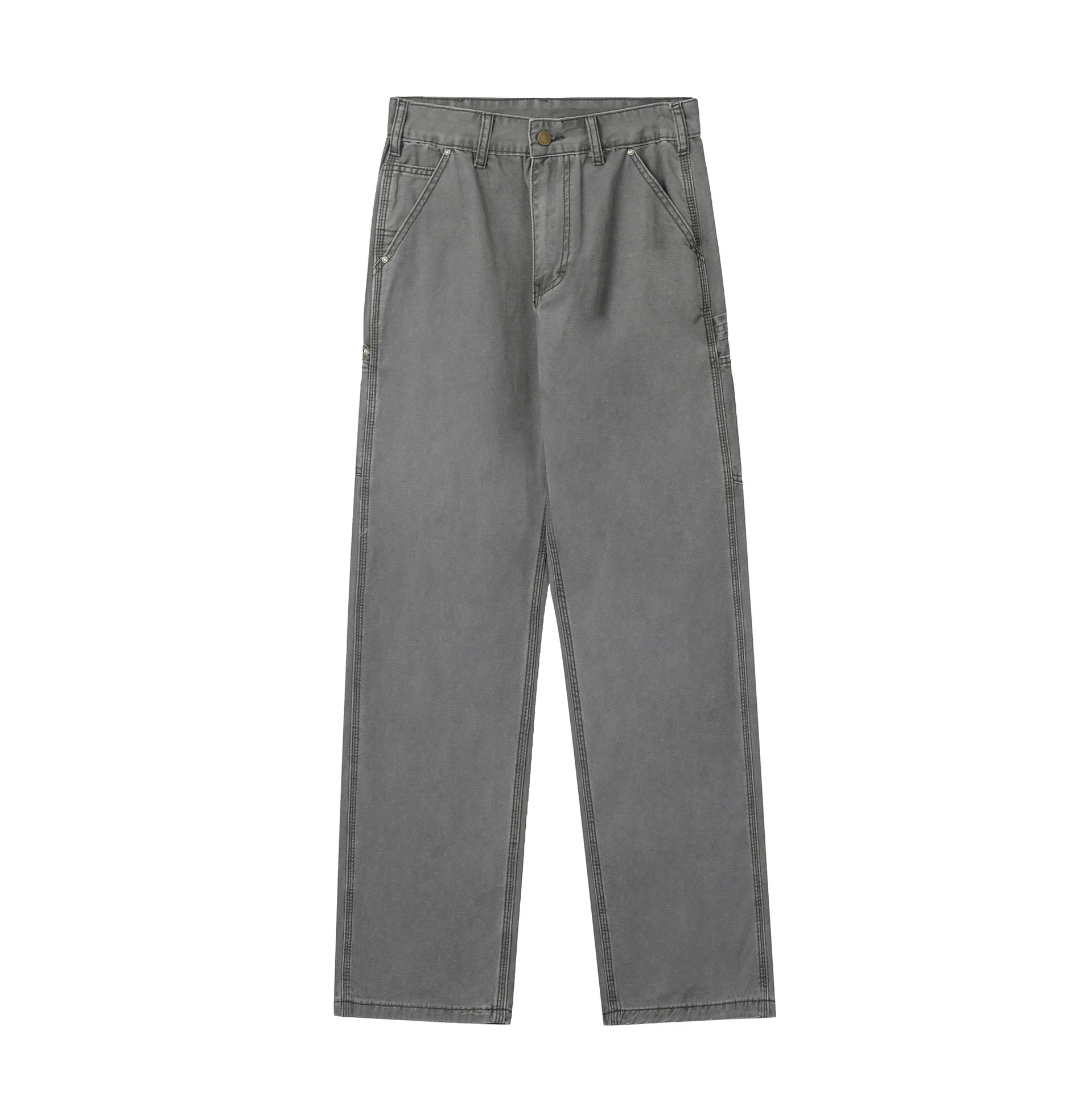 Джинсы, выстиранные, потертые, повседневные прямые брюки с девятью точками, мужские Широкие брюки Ins американского уличного дизайна с карманами
