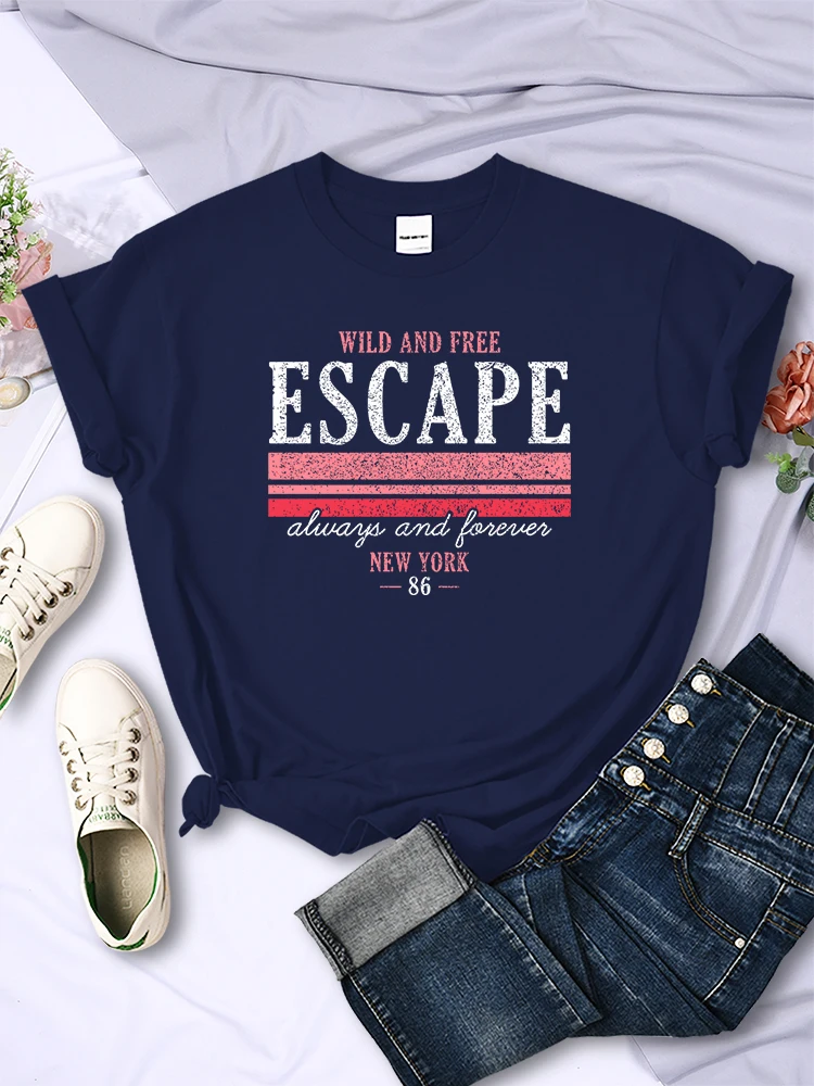 Дикий и свободный побег, Нью-Йорк, 86, Женская одежда, Креативная футболка, Летние дышащие топы, повседневные женские футболки с коротким рукавом