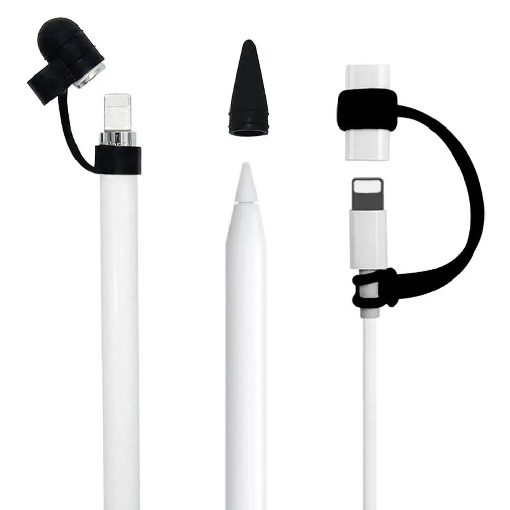 Для Apple Pencil Держатель Колпачка/Крышка наконечника/Кабельный адаптер для iPad Pro Силиконовый чехол для Карандаша 3 в 1 Аксессуары для стилуса