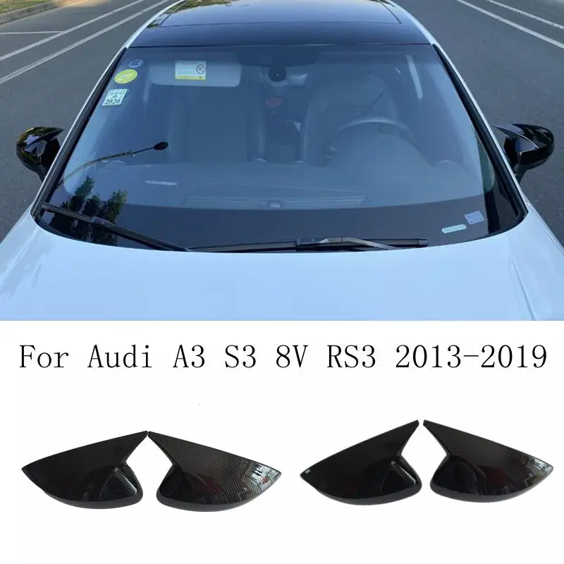 Для Audi A3 S3 8V RS3 2013 2014 2015 2016 2017 2018 2019 Чехол для зеркала заднего вида с рисунком из углеродного волокна или черная крышка