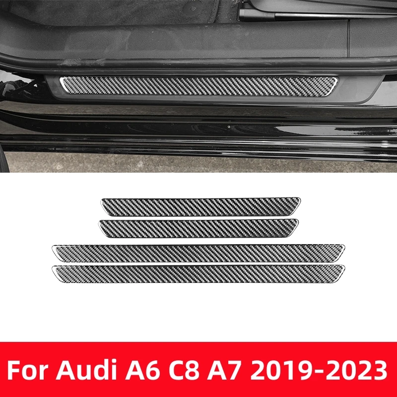 Для Audi A6L A6 C8 A7 2019-2023 Аксессуары Для интерьера Автомобиля, Накладка На Порог, Наклейки Из Углеродного Волокна, Украшение Для Укладки