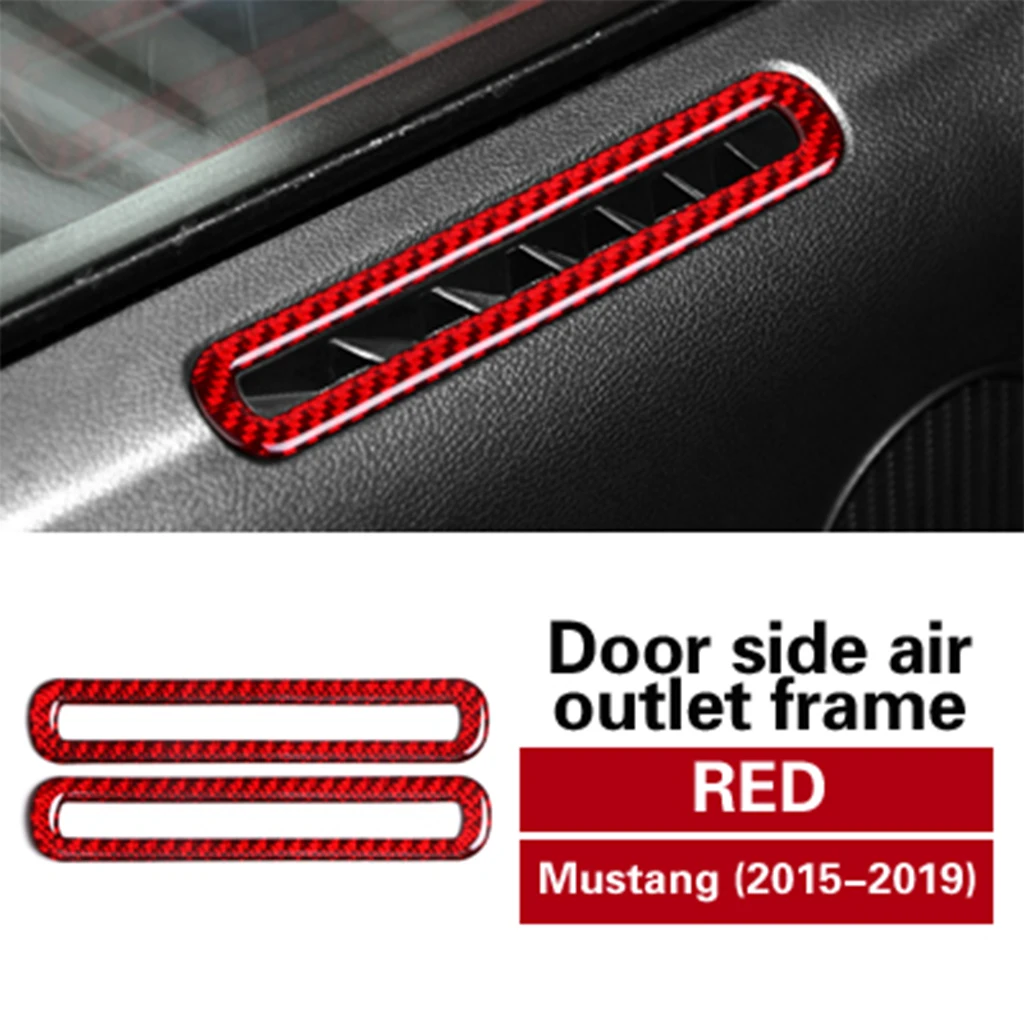 Для Ford Mustang 2015-2023 Красная Накладка На Вентиляционное отверстие Внутренней боковой двери Из Углеродного волокна