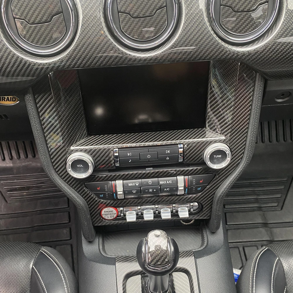 Для Ford Mustang 2015-2023 Накладка крышки Навигационной панели Центральной консоли из настоящего Углеродного волокна